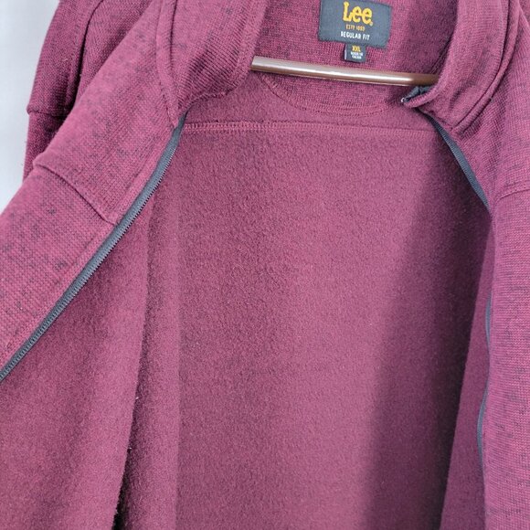 Lee XXL Regular Fit Men's Zip Up Jacket long sleeves 2XK Marled red/black pocket - Picture 5 of 10